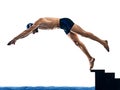 Man sport swimmer swimming isolated white background