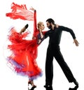 Man woman couple ballroom tango salsa dancer dancing silhouette Royalty Free Stock Photo