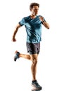 Runner running jogger jogger young man isolated white background Royalty Free Stock Photo