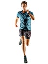 Runner running jogger jogger young man isolated white background Royalty Free Stock Photo