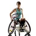 Young handicapped tennis player woman welchair sport isolated si