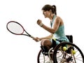 Young handicapped tennis player woman welchair sport isolated si