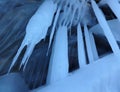 Icicles in a cave. Olkhon, Siberia