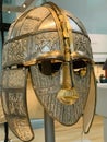 The Sutton Hoo helmet is ornately decorated Anglo-Saxon helmet found during a 1939 excavation of the Sutton Hoo ship burial. Royalty Free Stock Photo