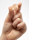 One cent in a hand Royalty Free Stock Photo