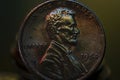 One Cent Lincoln Penny 1984 Super Macro Close Up Royalty Free Stock Photo