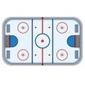 One central faceoff circle in red, two at each end for faceoffs near Royalty Free Stock Photo