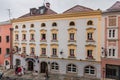 The Rindermarkt Street and Passauer Wolf Hotel, Passau