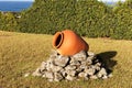 One ceramic pot in the garden Royalty Free Stock Photo