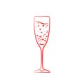 One champagne glass hearts