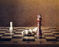 One chess king dominating another on chessboard Royalty Free Stock Photo