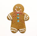 Christmas gingerbread man cookie isolated on white background Royalty Free Stock Photo