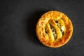 one christmas mince pie closeup on dark background Royalty Free Stock Photo