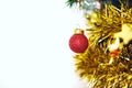One christmas red ball on the branches fir Royalty Free Stock Photo