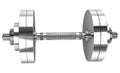 One chrome dumbbell isolated on a white background. 3d render. 3d illustration