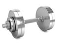 One chrome dumbbell isolated on a white background. 3d render. 3d illustration