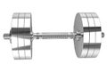 One chrome dumbbell isolated on a white background. 3d render. 3d illustration