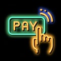 One Click Touch Payment neon glow icon illustration