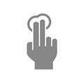 One click with two fingers grey icon. Multi touch screen fingers, 2x tap symbol