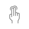 One click with two fingers line icon. Multi touch screen fingers, 2x tap symbol