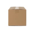 One closed cardboard box isolated on white. Delivery service Royalty Free Stock Photo