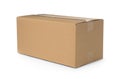 One closed cardboard box isolated on white. Delivery service Royalty Free Stock Photo