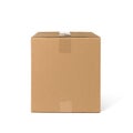One closed cardboard box isolated on white. Delivery service Royalty Free Stock Photo