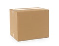 One closed cardboard box isolated on white. Delivery service Royalty Free Stock Photo