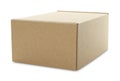One closed cardboard box isolated on white. Mockup for design Royalty Free Stock Photo