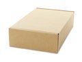 One closed cardboard box isolated on white. Mockup for design Royalty Free Stock Photo