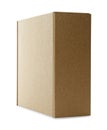 One closed cardboard box isolated on white. Mockup for design Royalty Free Stock Photo