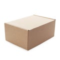 One closed cardboard box isolated on white. Mockup for design Royalty Free Stock Photo