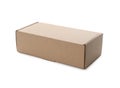One closed cardboard box isolated on white. Mockup for design Royalty Free Stock Photo