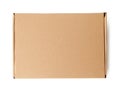 One closed cardboard box isolated on white Royalty Free Stock Photo