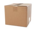 One closed cardboard box on white background Royalty Free Stock Photo