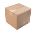 One closed cardboard box on white background Royalty Free Stock Photo