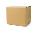 One closed cardboard box on white background Royalty Free Stock Photo