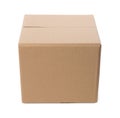 One closed cardboard box on white background Royalty Free Stock Photo