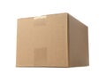 One closed cardboard box on white background Royalty Free Stock Photo