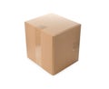 One closed cardboard box on white background Royalty Free Stock Photo