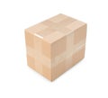 One closed cardboard box on white background Royalty Free Stock Photo