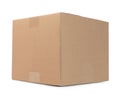 One closed cardboard box on white background Royalty Free Stock Photo