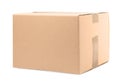 One closed cardboard box on white Royalty Free Stock Photo