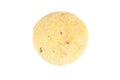 One coconut butter bakery cookie, on a white background.