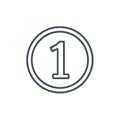 One: Coin Icon, Round Symbol with Numeral, Number One in Circular Frame Royalty Free Stock Photo