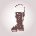 One color beer boot glass illustration oktoberfest theme