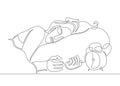 One continuous drawn single art line doodle sketch character girl woman sleep Royalty Free Stock Photo