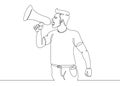 One continuous drawn single line art line character megaphone