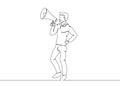 One continuous drawn single line art line character megaphone