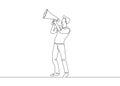 One continuous drawn single line art line character megaphone
